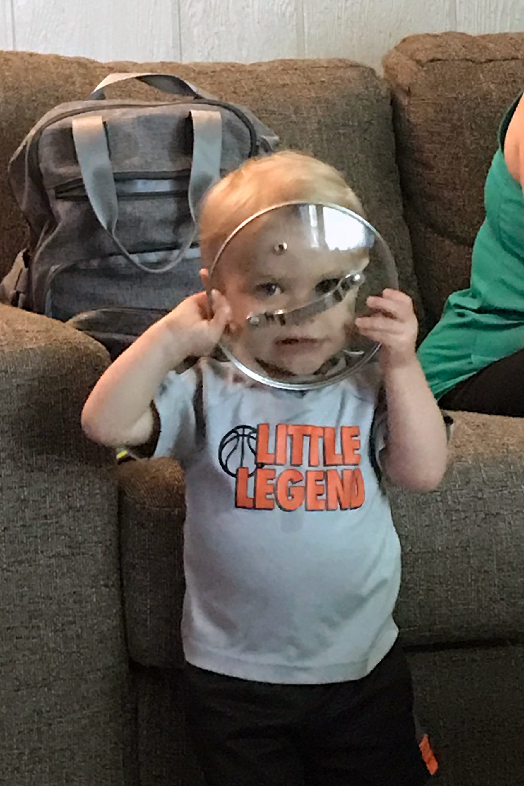 My nephew, Ewan, playing with a pot lid on June 20, 2021