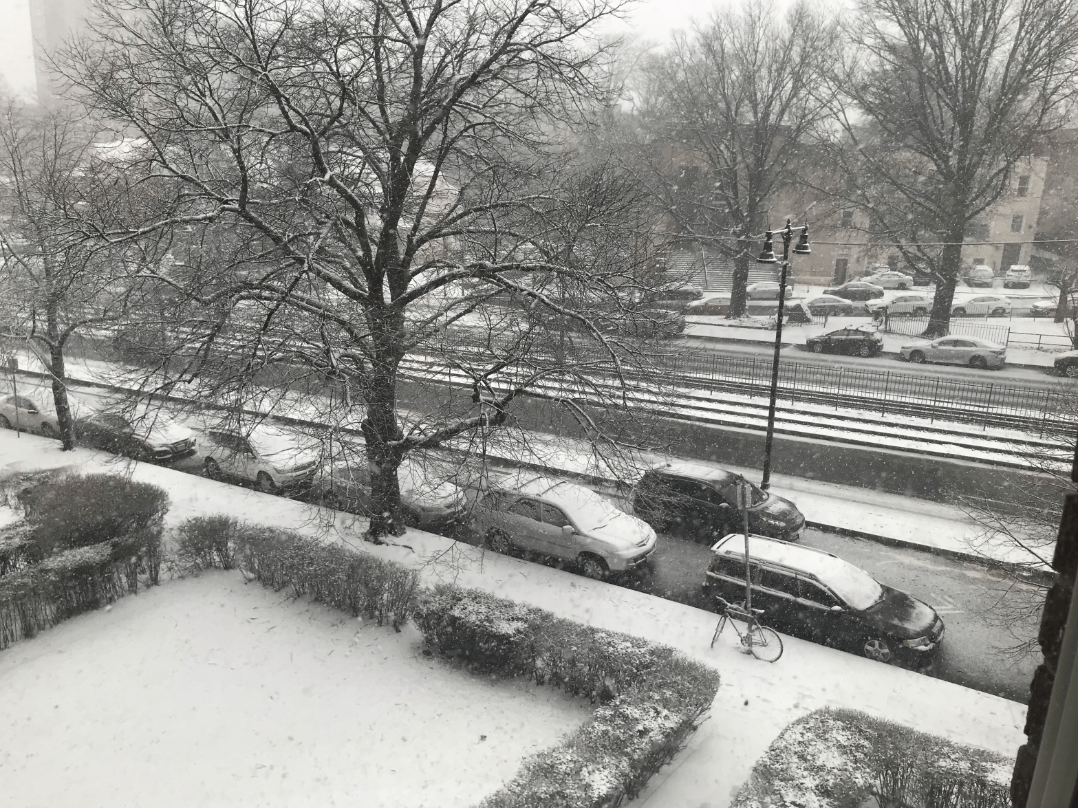Boston Snowscape taken from my apartment window with an iPhone 7. Winter 2023.